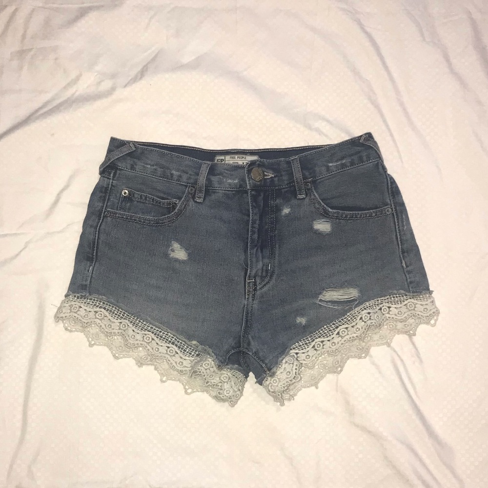 Free People Denim Lace Shorts